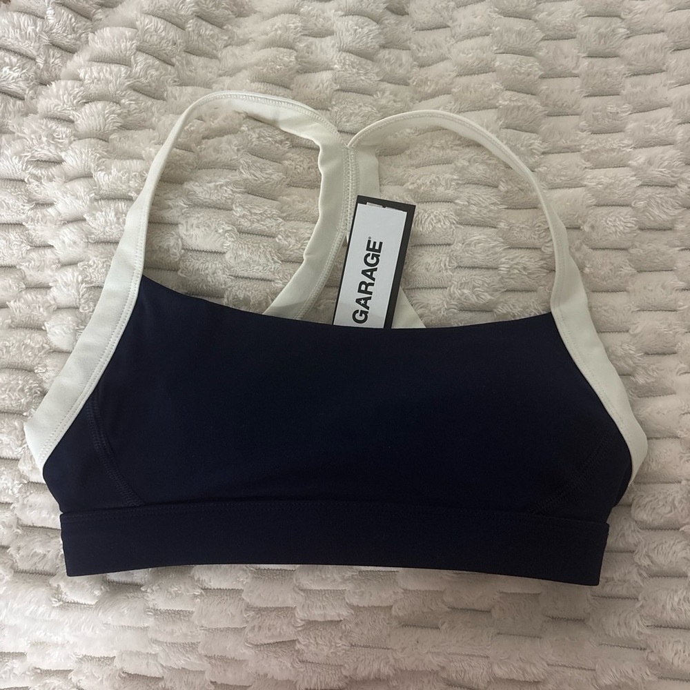 Garage Navy and White Crossback Sports Bra